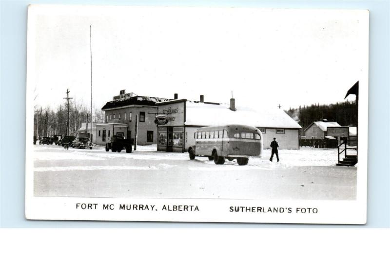 Rexall Drugs Bus Fort McMurray Alberta Canada Vintage Real Photo Postcard C12