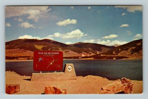 Denver CO- Colorado, Dillon Dam And Reservoir, US Highway 6, Chrome Postcard