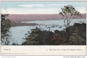 Illinois Peoria Birds Eye View Of Upper Free Bridge At Narrows 1908 Curteich