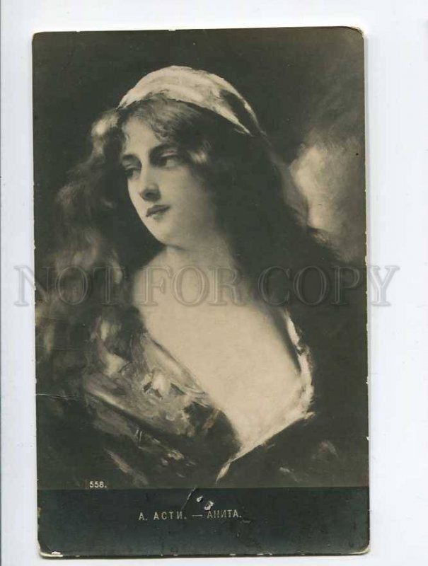 3052604 Lady w/ Long Hair by Angelo ASTI old PHOTO RARE