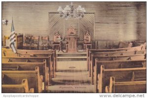 Vermont Plymouth Interior Union Church Handcolored Albertype