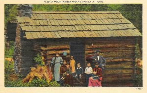 2~Postcards  FAMILY CAMP LIFE & MOUNTAINEER & FAMILY Home~Cabin ca1940's Linens