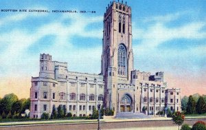 VINTAGE POSTCARD SCOTTISH RITE CATHEDRAL AT INDIANAPOLIS INDIANA c. 1945