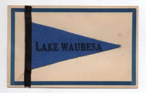 Lake Waubesa Wisconsin Greetings Felt Pennant Flag Vintage Postcard AA87635