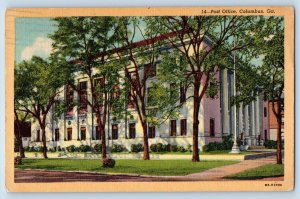 Columbus Georgia GA Postcard Post Office Exterior Building 1950 Vintage Antique