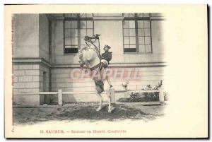 Old Postcard Horse Riding Equestrian Jumper in Saumur freedom Courbette