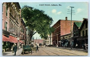 AUBURN, ME Maine ~ COURT STREET Scene New Elm House  c1910s Postcard