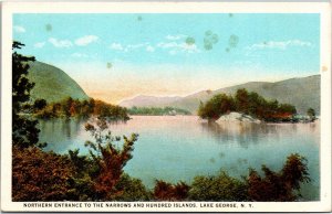 Postcard NY Lake George Northern Entrance to the Narrows and Hundred Islands