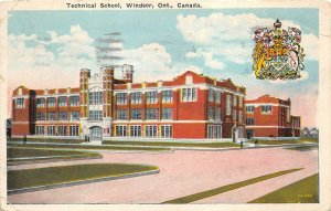 Windsor Ontario Canada 1927 Postcard Technical School