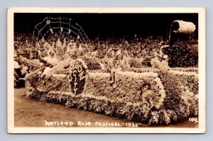 RPPC ROSE FESTIVAL PORTLAND OREGON REAL PHOTO POSTCARD (1935)