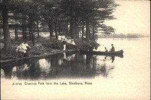 Westboro Massachusetts MA Chauncy Park Canoe Rotograph c1900s-10s Postcard