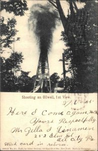 Oil City PA Pennsylvania Cancel Shooting an Oil Well 1900-20s Vintage Postcard