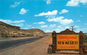 Greetings from New Mexico Roadside Sign c1960s Vintage Postcard