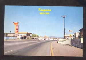 KINGMAN ARIZONA ROUTE 66 STREET SCENE MOTEL VINTAGE POSTCARD