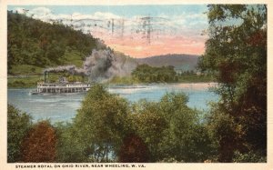 Vintage Postcard 1917 Steamer Royal on Ohio River near Wheeling West Virginia