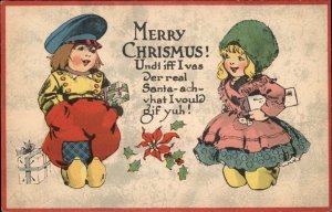 Christmas Little Dutch Children Cute Kids c1910 Vintage Postcard