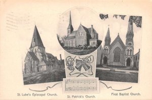 Catskill New York Churches St Lukes St Patricks First Baptist Postcard AA64650