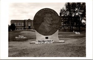 Real Photo Postcard World's Largest Penny in Woodruff, Wisconsin