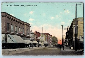 1912 Wisconsin Street Town Horse Carriage Dirt Road Kenosha Wisconsin Postcard