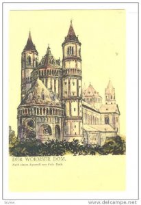 Nach Einem Aquarell Von Fritz Muth, Der Wormser Dom, Rhineland-Palatinate, Ge...