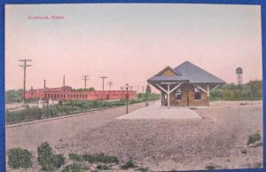 Burrage MA Railroad Train Station Depot Postcard