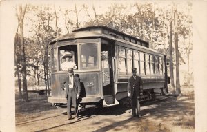 J56/ Interesting RPPC Postcard c1910 Trolley Streetcar Interurban Conductor 368