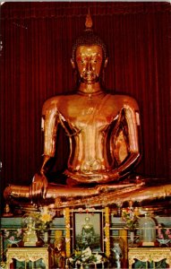 VINTAGE POSTCARD GOLDEN BUDHA OF SUKHOTHAI ERA WAT TRAI MIT BANGKOK THAILAND 