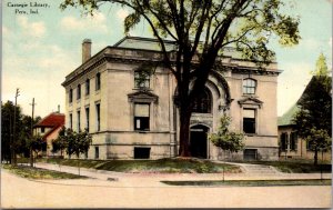 Postcard Carnegie Library in Peru, Indiana