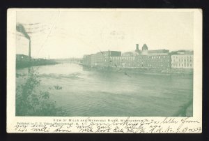 Manchester, New Hampshire/NH Postcard, View Of Mills & Merrimack River, 1909