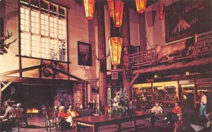 Lobby Interior LAKE MCDONALD LODGE Glacier National Park, Montana '60s Postcard