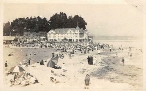 RPPC CAPITOLA, CA Beach Scene, Hotel Santa Cruz County 1910 Vintage Photo