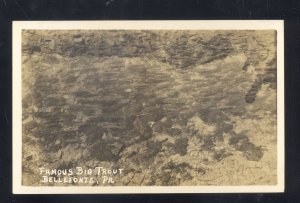 RPPC BELLEFONTE PENNSYLVANIA PA. FAMOUS BIG TROUT REAL PHOTO POSTCARD