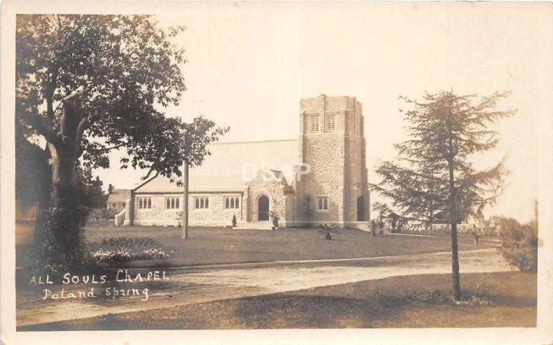 C52/ Poland Spring Maine Me RPPC Photo Postcard c1910 All Sould Chapel Church
