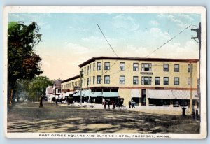 Freeport New Hampshire NH Postcard Post Office Square Clark Hotel Building 1910