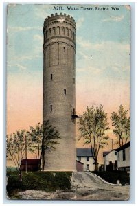 1917 Exterior View Water Tower Racine Wisconsin Vintage Antique Posted Postcard