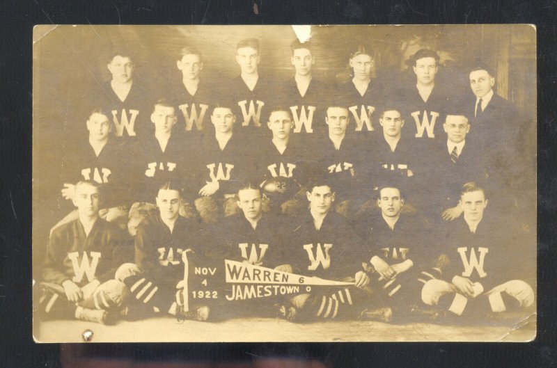 RPPC WARREN OHIO VS. JAMESTOWN HIGH SCHOOL FOOTBALL REAL PHOTO POSTCARD