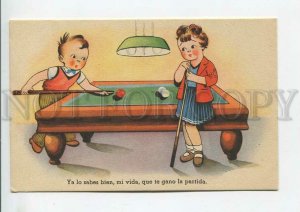 443924 Sport BILLIARDS Pool Kids Vintage postcard