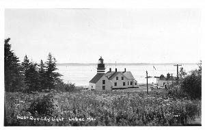 Lubec ME West Quoddy Lighthouse Old Cars Real Photo Postcard 