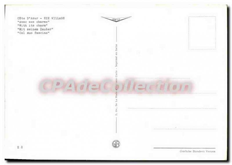 Modern Postcard Cote D'Azur Eze Village