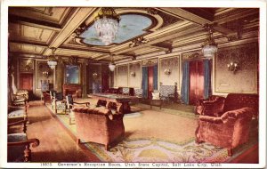 Governors Reception Room Utah State Capitol Salt Lake City WT WB Postcard VTG 