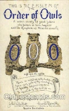 Order of Owls, Fraternal Unused light internal crease near bottom edge, minor...