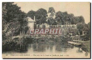 Old Postcard Chalons sur Marne View taken on the Canal to the Garden of Jard