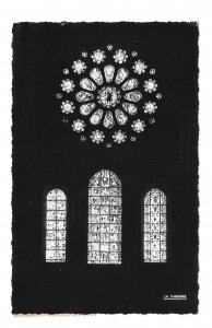 France RPPC Chartres Cathedral Notre Dame West Rose Window La Cigogne Postcard