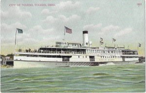 City of Toledo Ohio Boat Card Printed in Germany