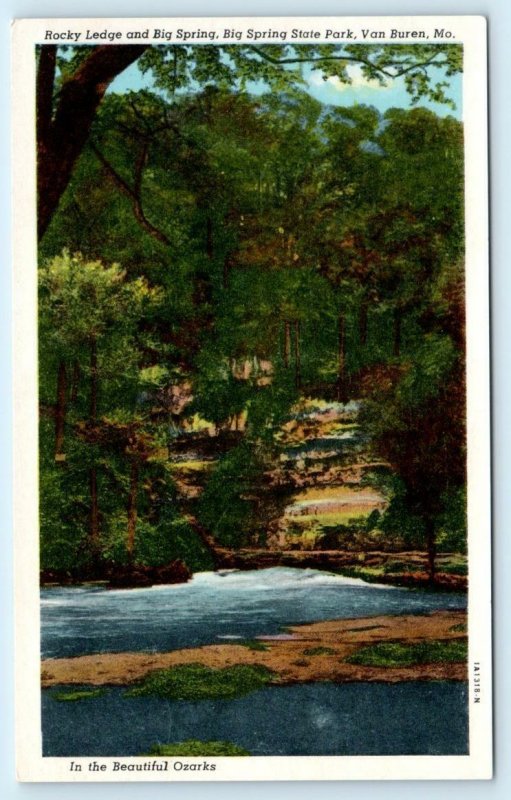 3 Postcards BIG SPRING STATE PARK near Van Buren, MO ~ Rustic Bridge ca 1940s