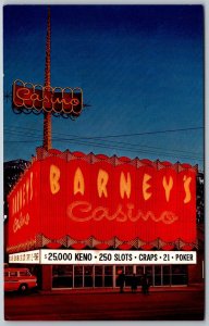 Lake Tahoe Nevada California 1960s Postcard Barney's Casino