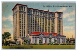 c1940 Michigan Central Depot Exterior Building Detroit Michigan Vintage Postcard 