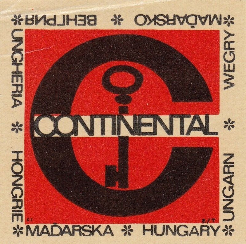 Hungary Madarska Continental Hotel Vintage Luggage Label sk3732