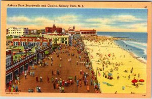 Postcard BEACH SCENE Asbury Park New Jersey NJ AK0860