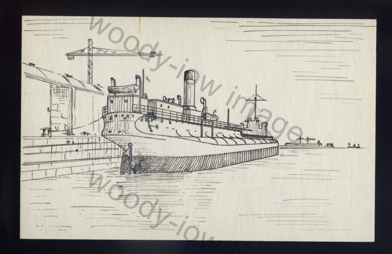 pen101 - Original Pen & Ink Postcard - UK Merchant Ship - Turret , built 1892